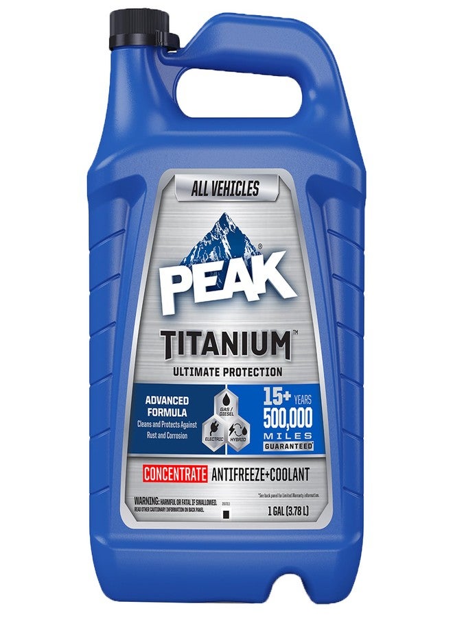 PEAK Titanium Concentrate Prediluted Antifreeze and Coolant for All Engine Cooling Systems, Long-Lasting Yellow Engine Coolant/Antifreeze for Lifetime Engine Protection in All Vehicles, 1 Gal. - Image 1